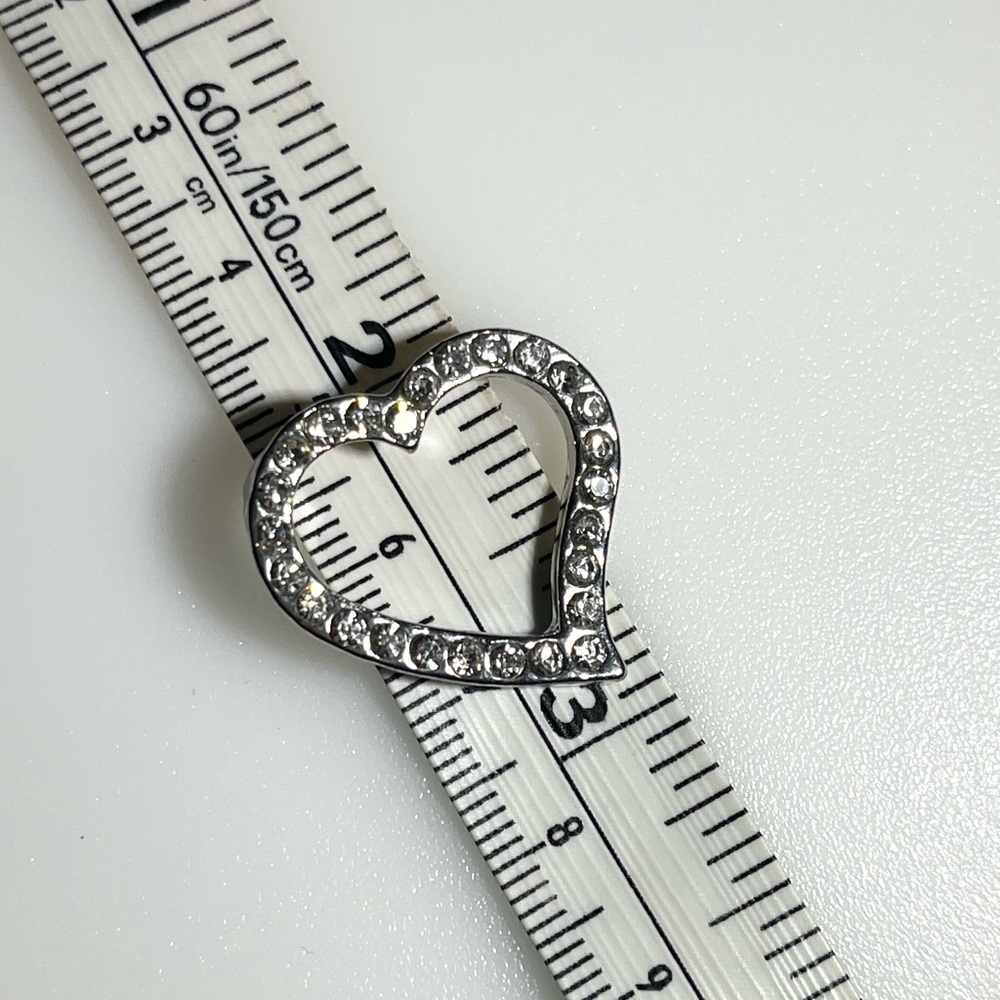 Silvertone Rhinestone Heart Pendant - Picture 11 of 15